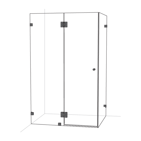 Rectangle L-Shape Shower Screen – Gun Metal