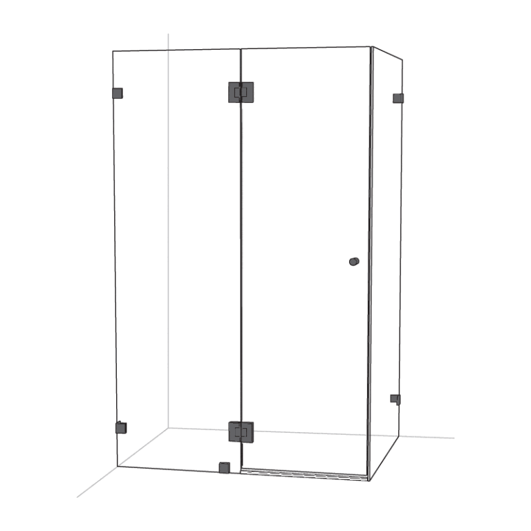 Rectangle L-Shape Shower Screen – Gun Metal